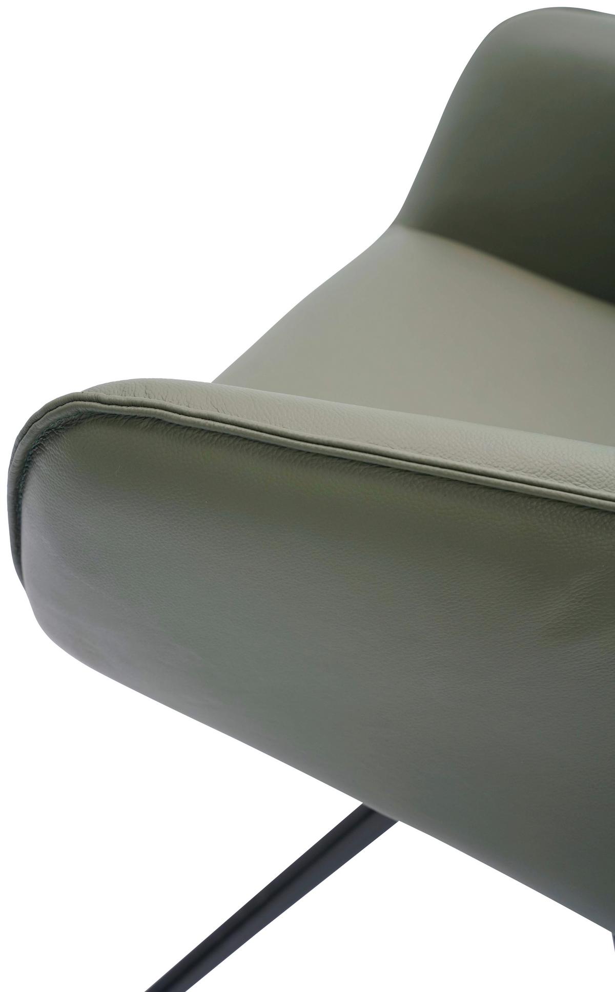 KRZESŁO Z PODŁOKIETNIKAMI YUKI -EXKLUSIV- - zielony/czarny, Design, skóra/metal (64/87/60cm) - Novel