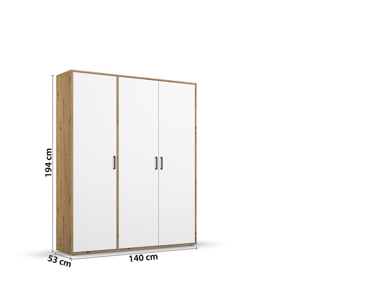 DULAP  USI ROTATIVE VOYAGER - alb/stejar Artisan, Modern, material pe bază de lemn (140/194/53cm) - Modern Living