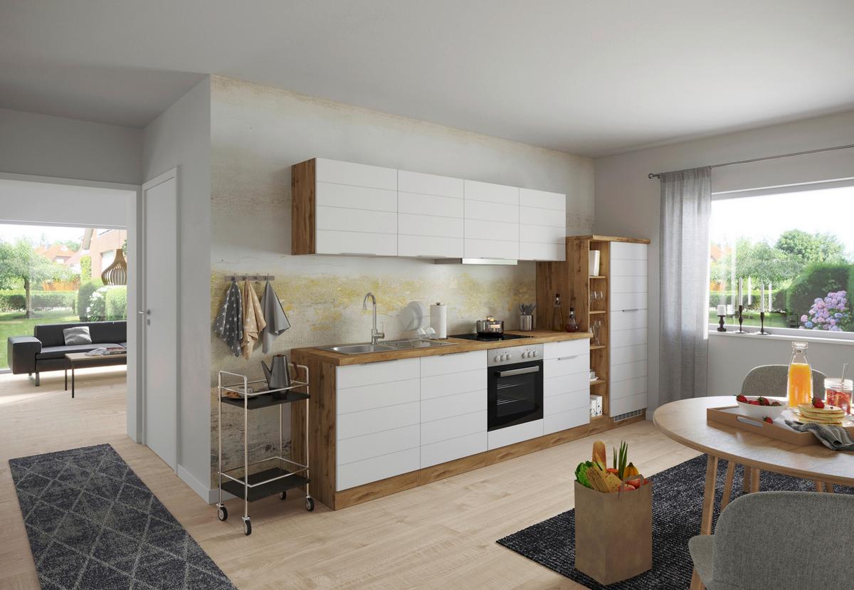 Spülenschrank Florenz ca. 120 cm Weiß/Eiche - Eiche Wotan/Weiß, Design, Holzwerkstoff/Metall (120/86/60cm) - Held