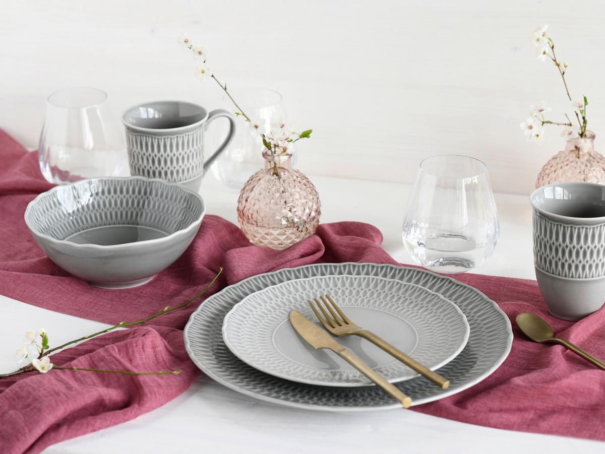 Kombinirani Servis Sofia, 16-Delni Set - svetlo siva, Design, keramika - Creatable