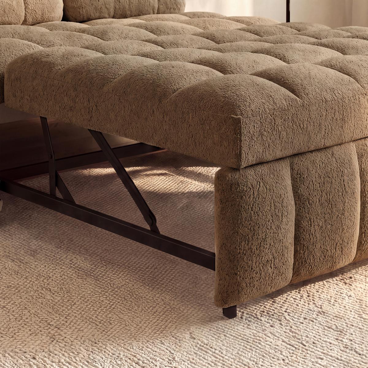 Schlafsofa Liara Webstoff Mokka - Schwarz/Mokka, MODERN, Holz/Textil (137/87/110cm) - Bessagi Home