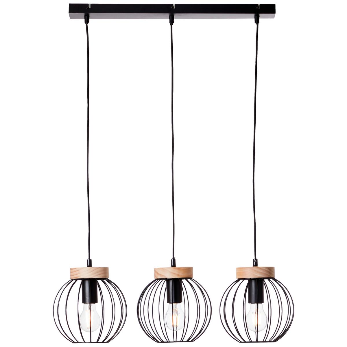 Hängeleuchte Sorana Braun/Schwarz max. 40 Watt - Schwarz/Braun, Design, Holz/Metall (65,5/20/116cm) - Brilliant
