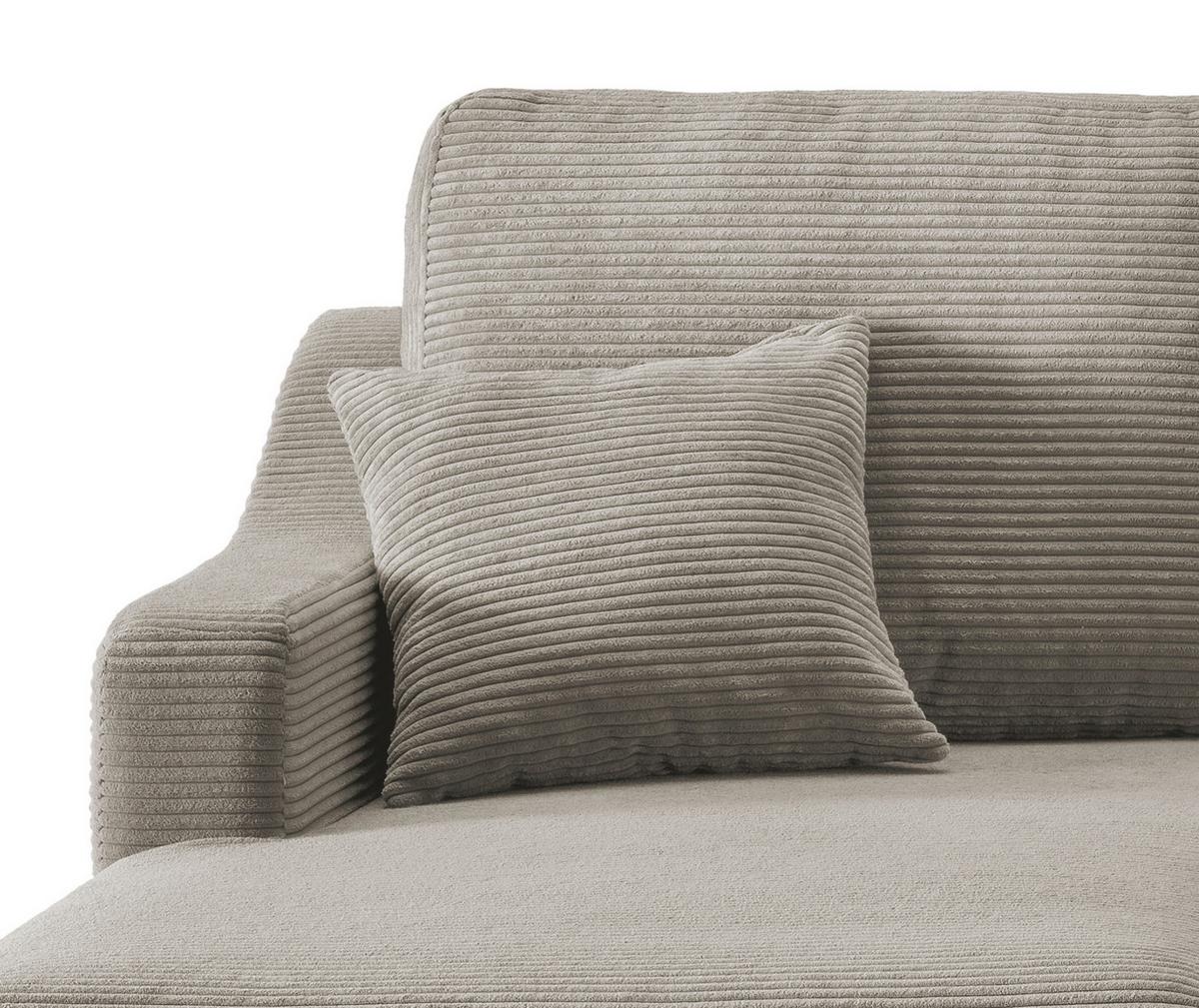 Ecksofa Valentina Graubraun Cord - Graubraun/Naturfarben, Design, Holz/Textil (150/228cm) - P & B