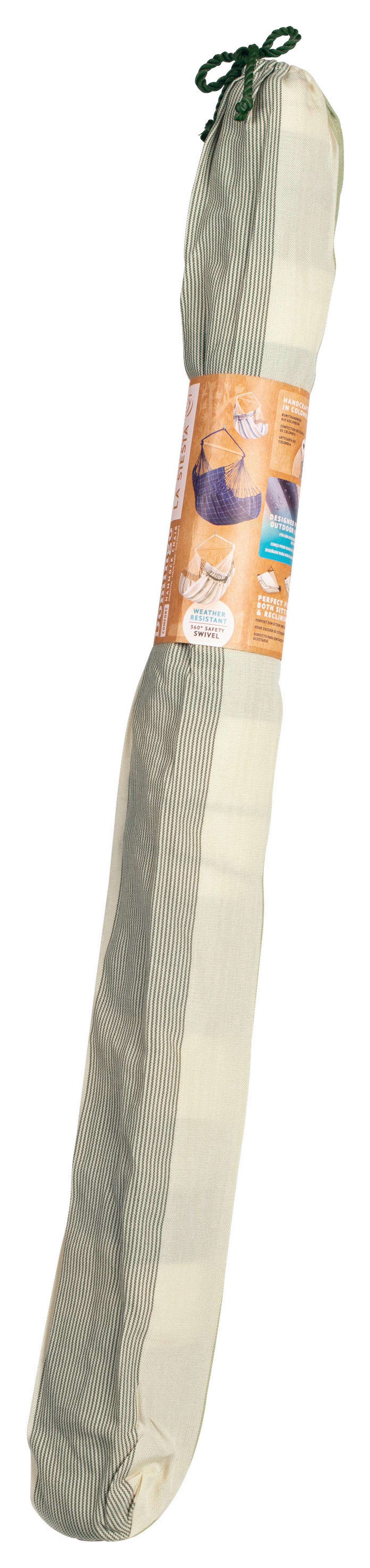 Hängesessel Comfort Hammock Chair Outdoor Weiß/Grün/Grau - Hellgrau/Weiß, KONVENTIONELL, Holz/Textil (110/160/180cm) - La Siesta