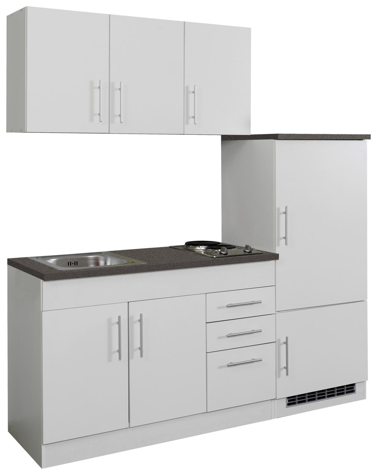 Küchenblock Toronto I m. Geräten Weiß - Chromfarben/Graphitfarben, MODERN, Holzwerkstoff/Metall (180cm) - Held