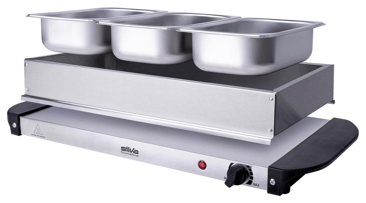 PODGRZEWACZ BUFETOWY BEMAR - kolor stalowy/czarny, Trend, tworzywo sztuczne/metal (54,7/14/26,3cm) - Silva Schneider