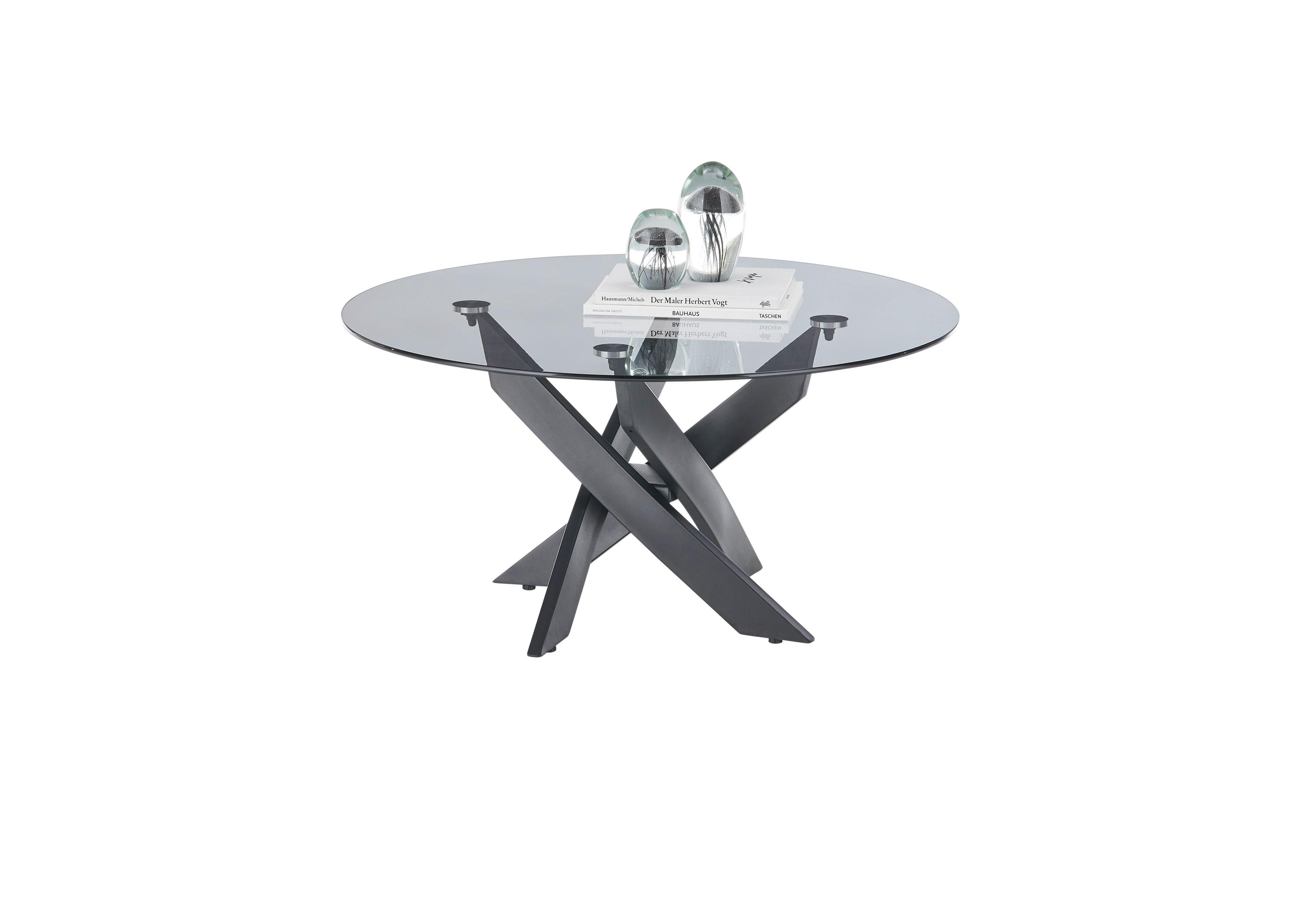 Măsuță de cafea KOPENHAGEN - negru/gri, Modern, sticlă/metal (80/45cm) - Modern Living