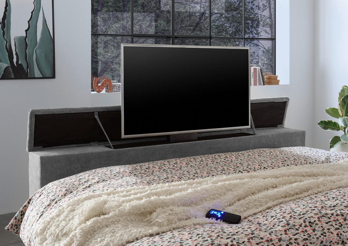 Boxspringbett Denver Grau ca. 180x200 cm mit Topper - Grau, KONVENTIONELL, Textil (180/200cm) - Carryhome