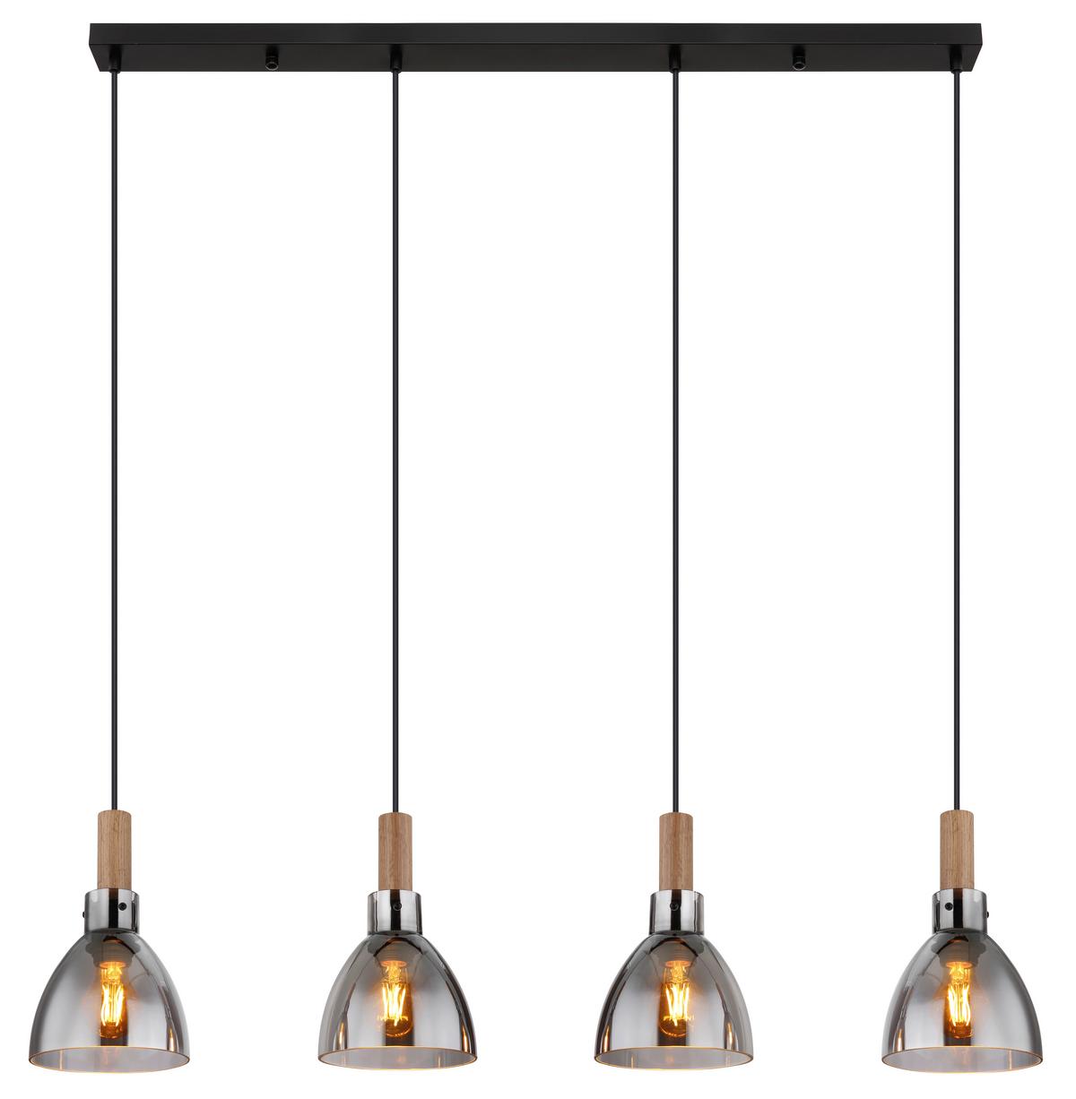 Viseča Svetilka 15550-4h Mattea - črna, Design, kovina/steklo (105/16/120cm) - Globo