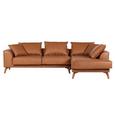 Wohnlandschaft in Hellbraun mit Kissen - Hellbraun/Eichefarben, Leder (202/295cm) - Premium Living Wohnlandschaft in Hellbraun mit Kissen - Hellbraun/Eichefarben, Leder (202/295cm) - Premium Living