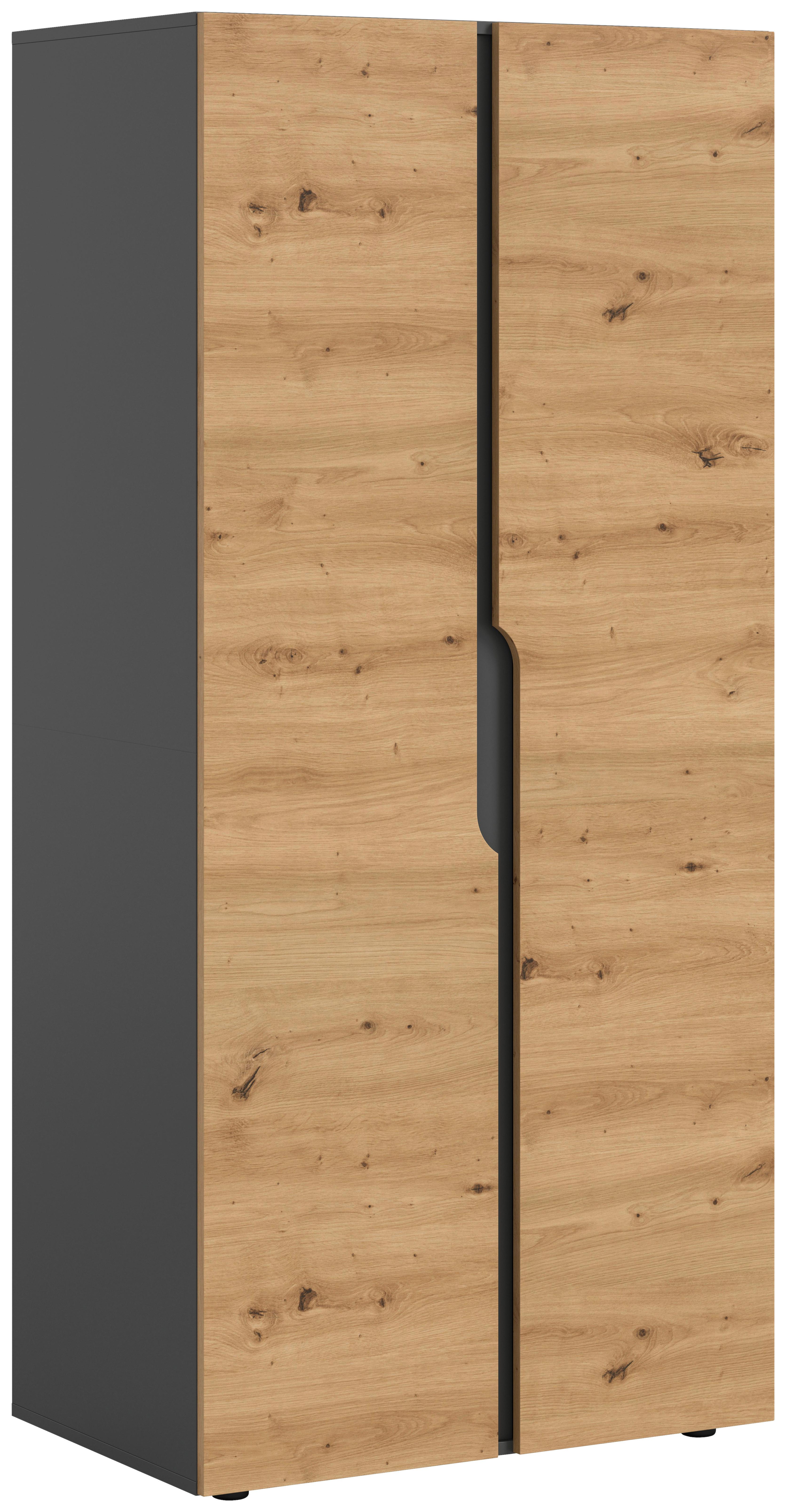 Drehtürenschrank ANGA Anthrazit, Eiche Artisan - Anthrazit/Eiche Artisan, MODERN, Holzwerkstoff (80/180/51cm) - MID.YOU