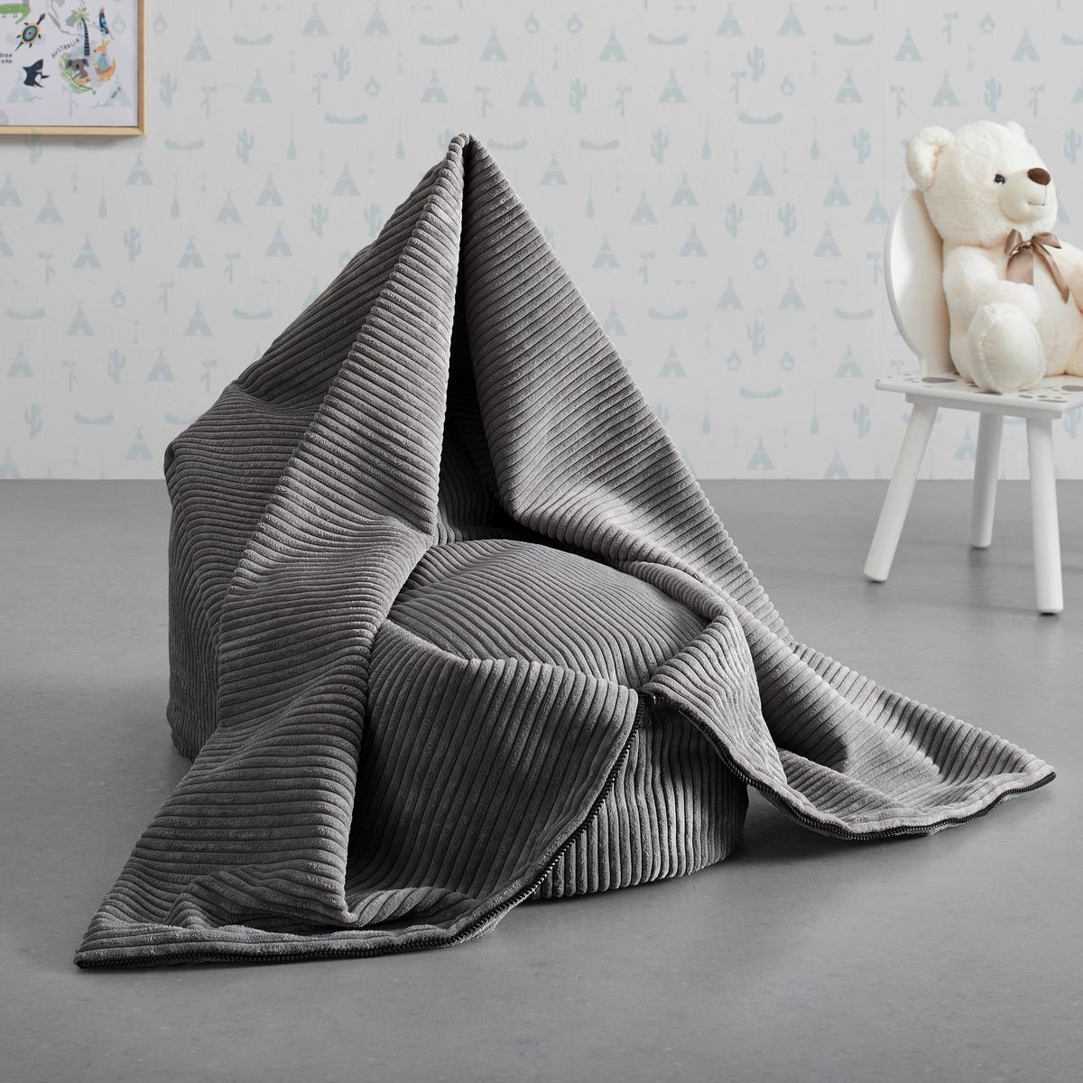 Sitzsack Capri Dunkelgrau Cord - Dunkelgrau, MODERN, Textil (45/50/80cm) - Bessagi Kids