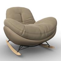 Schaukelsessel Elea Beige Lederlook/Chenille - Beige/Schwarz, MODERN, Holz/Textil (104/78/102cm) - Bessagi Home