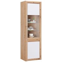Vitrină KASHMIR NEW - alb/culoare lemn stejar, Modern, material pe bază de lemn (57/192/41cm) - Modern Living