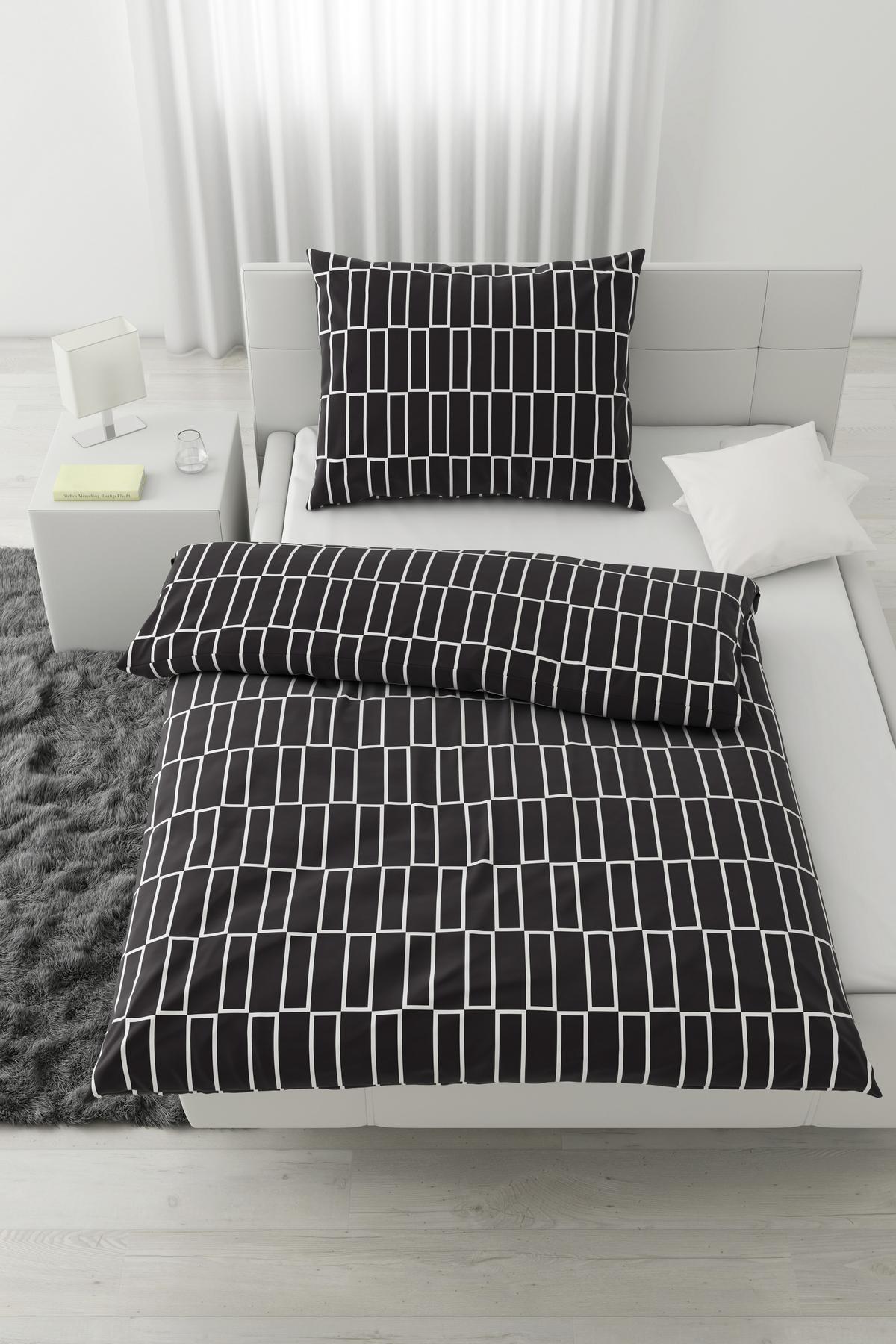 Ágyneműhuzat-garnitúra Brigg - fekete/világoszöld, textil (140/200cm) - Modern Living