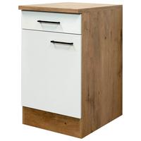 Kuhinjska Spodnja Omarica Avila, Magnolija, Barva Hrasta - magnolija/črna, Konvencionalno, kovina/leseni material (50/85/57cm) - FlexWell