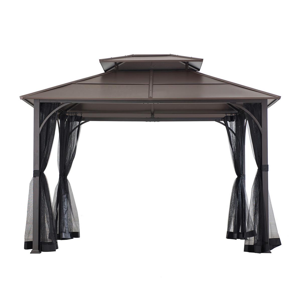 Pavillon Schwarz/Braun ca.366x293x307cm - Dunkelbraun/Schwarz, Basics, Metall (366/293/307cm)