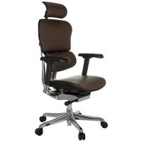 Drehstuhl Ergohuman Gen2 Dunkelbraun - Dunkelbraun/Silberfarben, MODERN, Leder/Kunststoff (78/117 - 136/64cm) - MID.YOU