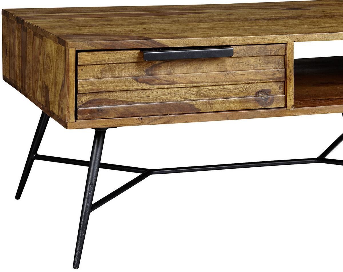 COUCHTISCH NISHAN - Sheeshamfarben/Schwarz, Design, Holz/Metall (87/41/55cm) - MID.YOU