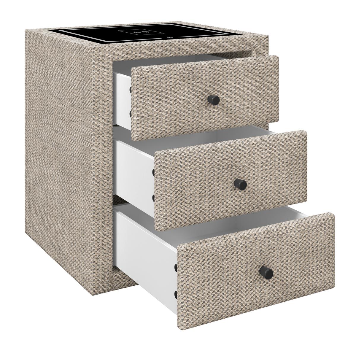 Noćni Stočić Brisbane Ii - bež/crna, Trendi, staklo/tekstil (49,5/56,5/46cm) - Premium Living