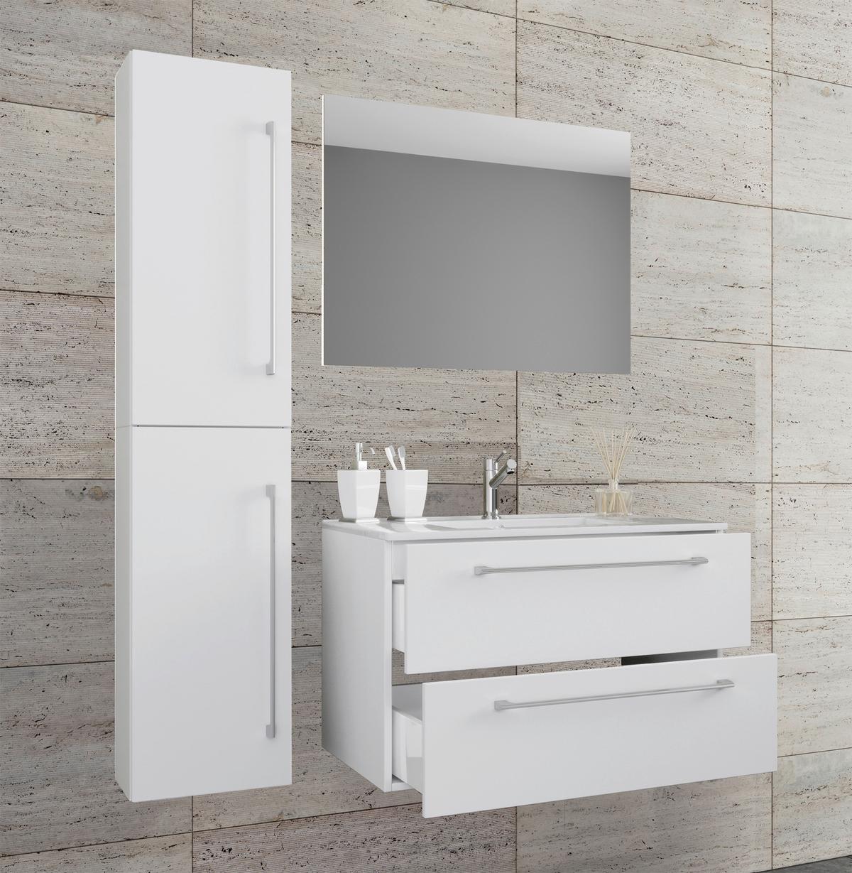 Kopalnica Badinos, Bela - bela, Moderno, leseni material/keramika (93cm) - MID.YOU
