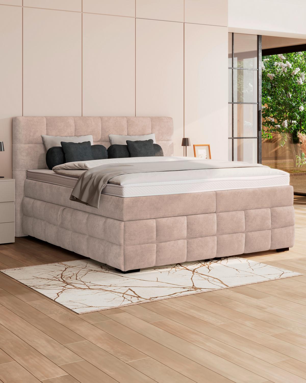 PAT BOX VEGA - bej/verde, Trend, lemn/textil (200/200cm) - Modern Living