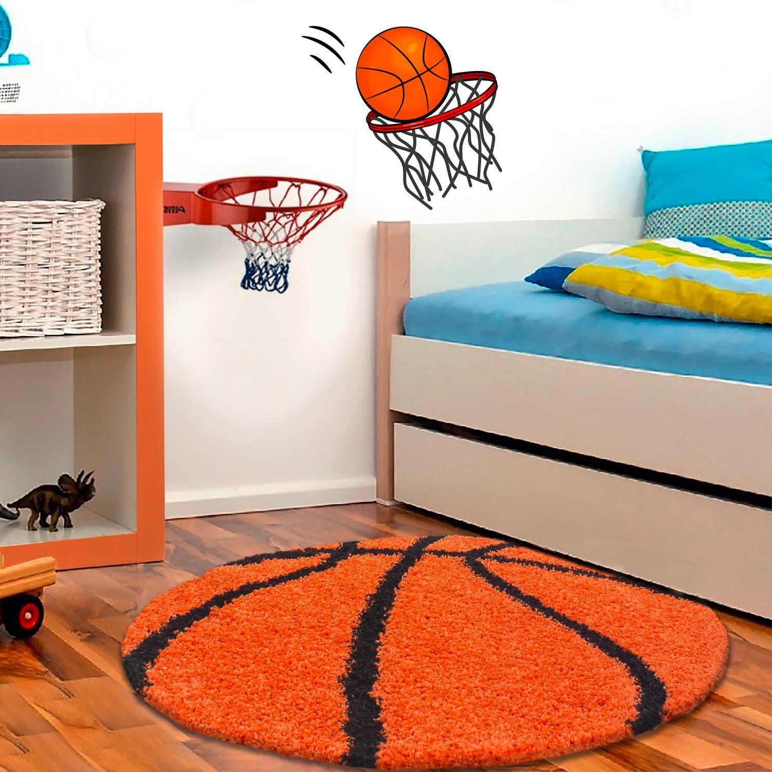 Kinderteppich Fun Orange/Schwarz Ø ca. 120cm - Orange, Trend, Textil (120/120cm) - Ben'n'jen