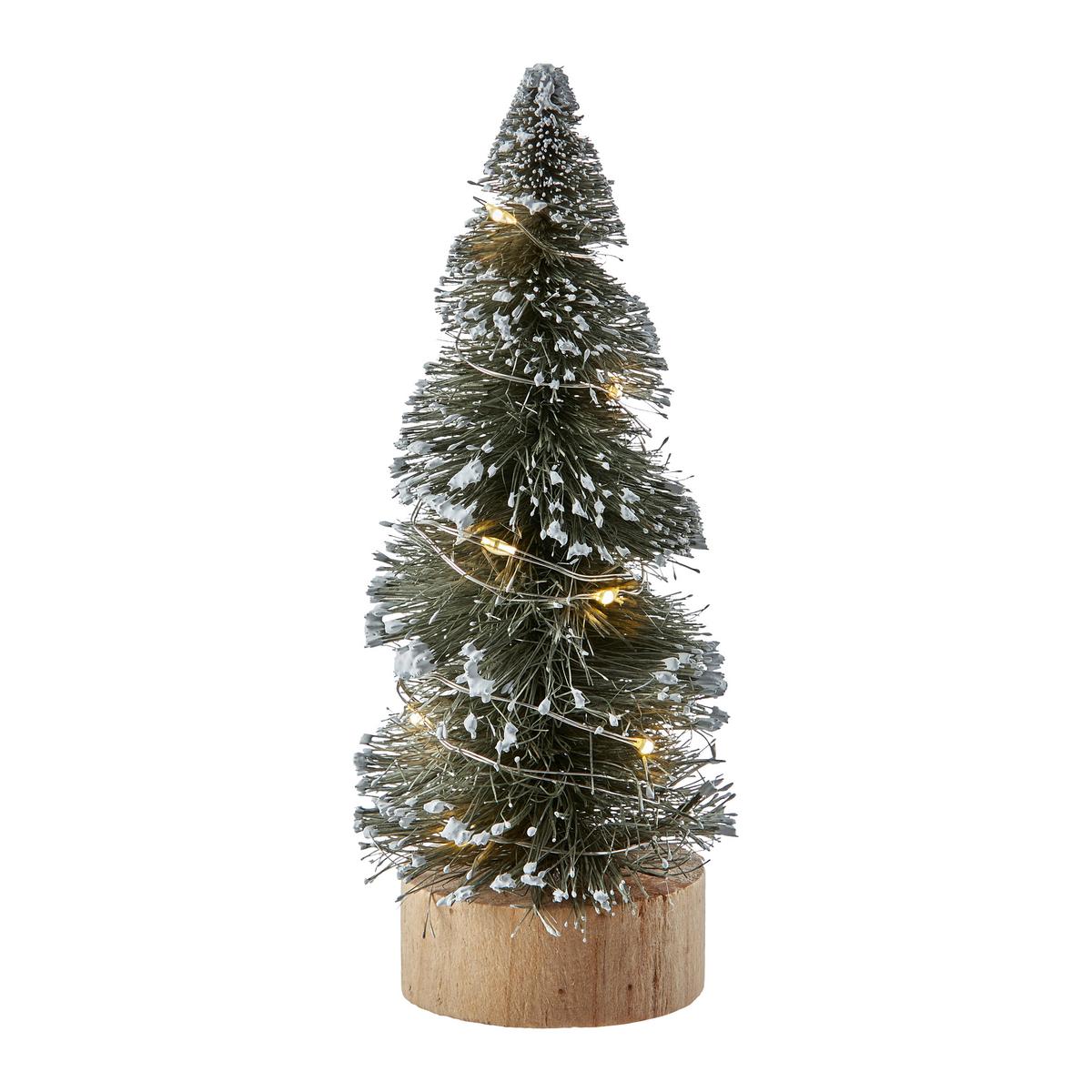 Dekor Karácsonyfa 15cm - barna/zöld, Konventionell, műanyag/fa (6/15cm)
