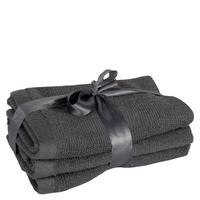 ZESTAW RĘCZNIKÓW DO TWARZY TIAGO 3-CZĘŚCIOWY - antracytowy, Basics, tkanina (30/30cm) - Zoeppritz