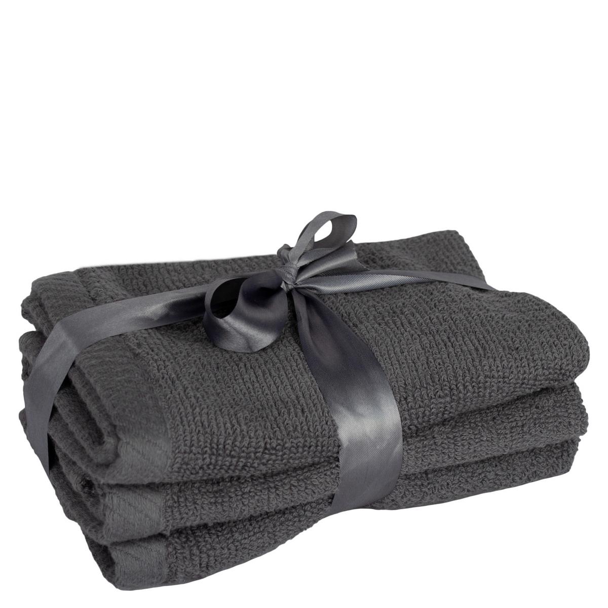 ZESTAW RĘCZNIKÓW DO TWARZY TIAGO 3-CZĘŚCIOWY - antracytowy, Basics, tkanina (30/30cm) - Zoeppritz