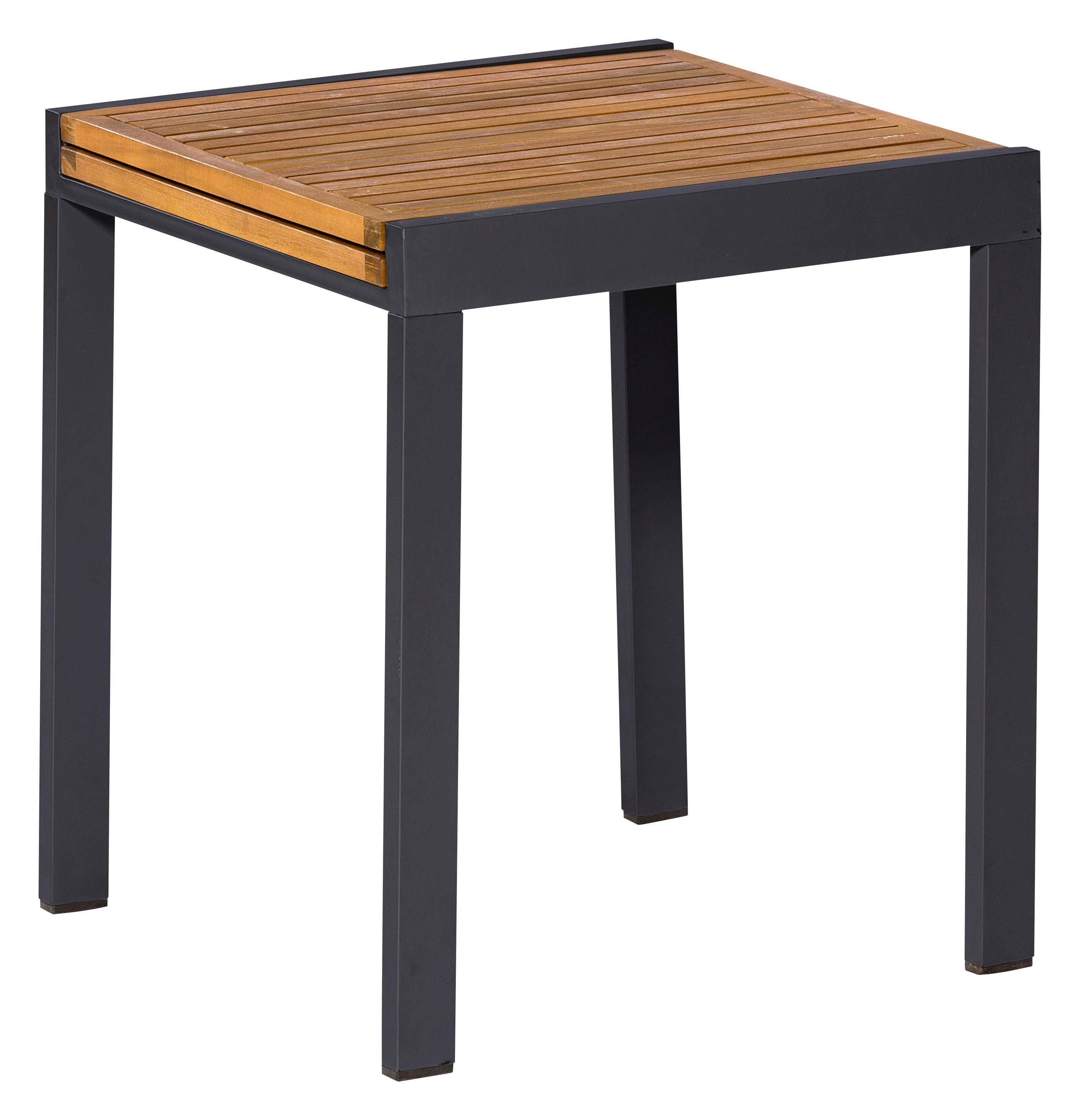 Balkontisch Naturfarben Akazie ausziehbar ca. 65x75x65cm - Graphitfarben/Naturfarben, MODERN, Holz/Metall (65-130/75/65cm) - Gardenson