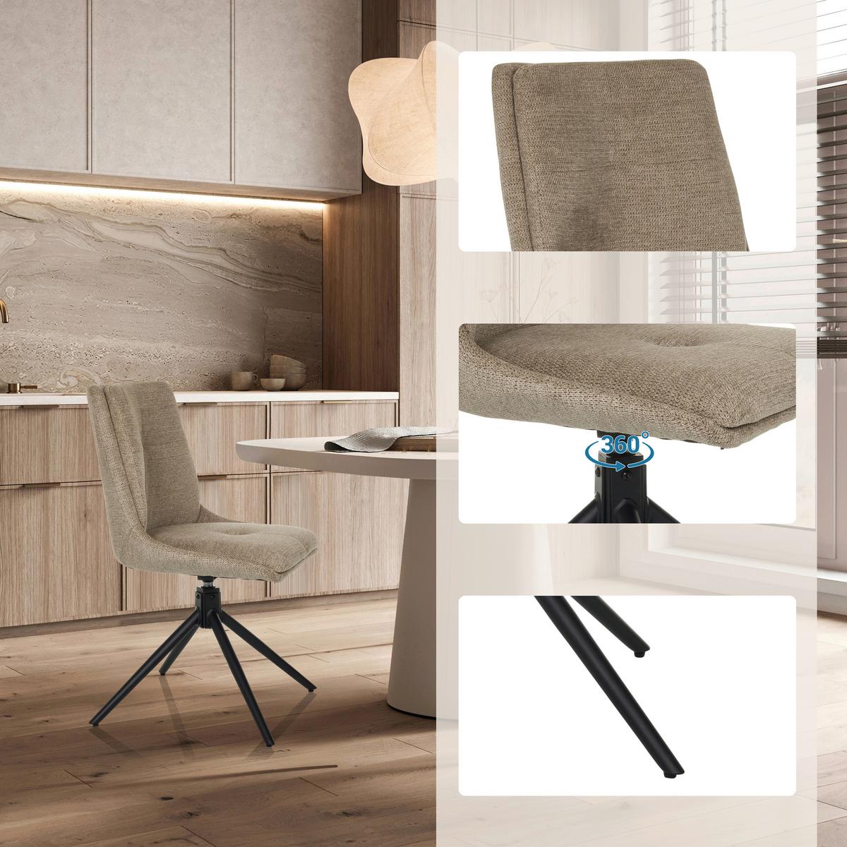 Vrtljivi Stol Tarviso I, Bež - črna/bež, Moderno, kovina/tekstil (53/89/58cm) - MID.YOU
