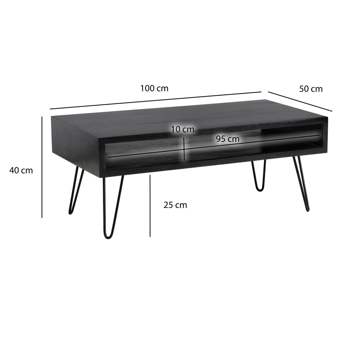 COUCHTISCH WL6.841 - Schwarz, Design, Holz/Metall (100/50/40cm) - MID.YOU