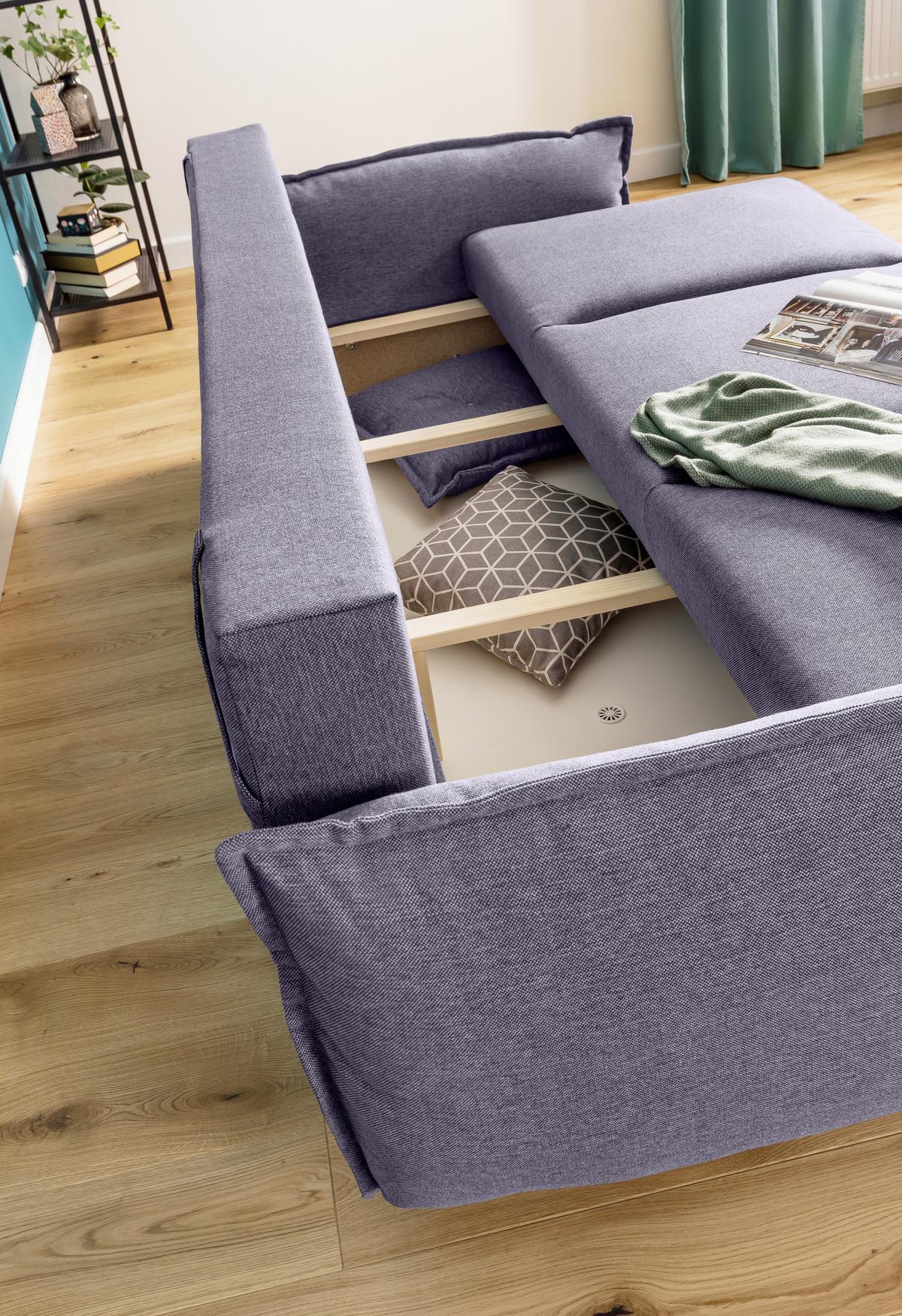 Schlafsofa in Hellgrau ´LAZY LUKKA HELLGRAU ´ - Hellgrau/Kieferfarben, Basics, Holz/Textil (230/80/100cm) - MID.YOU