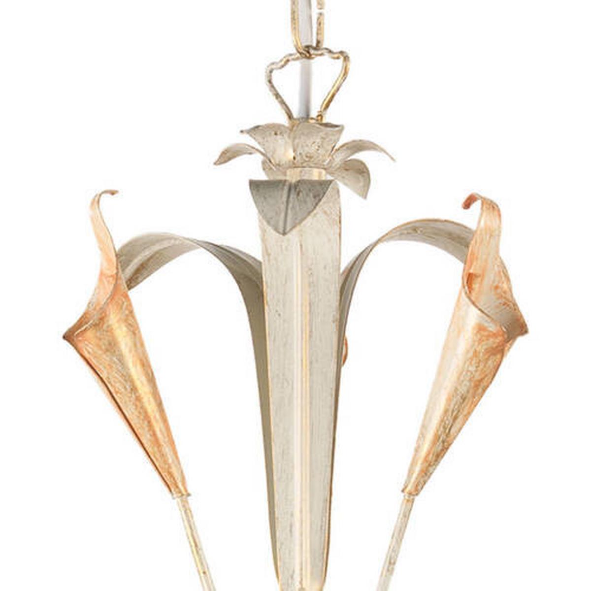 Kronleuchter Lucrezia Avorio Weiß max. 6 Watt - Weiß, Natur, Glas/Metall (70/100cm)