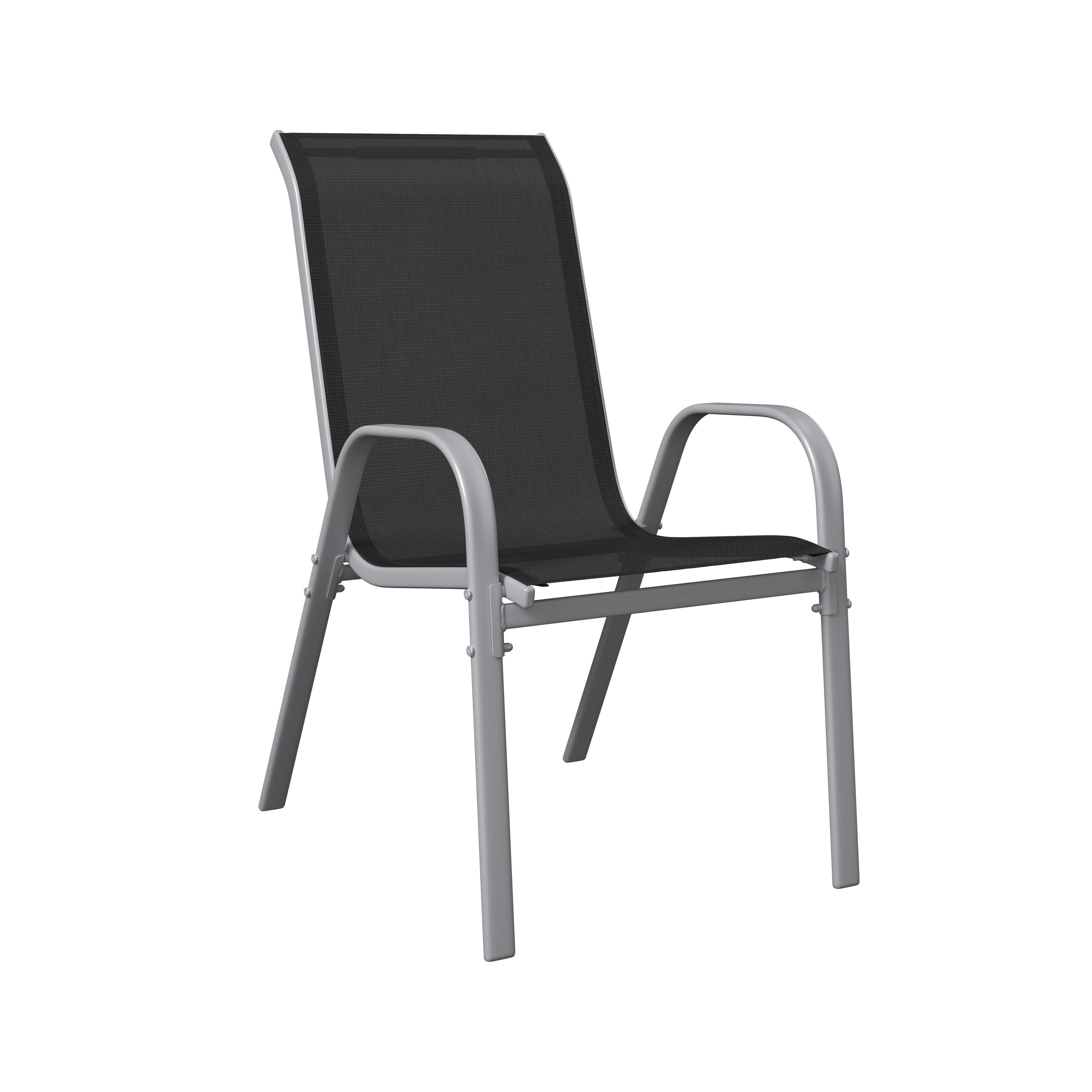 ZESTAW FOTELI OGRODOWYCH CASTIGLIONE - kolor srebrny/czarny, Modern, metal/tkanina (54/94/73cm) - Ambia Garden