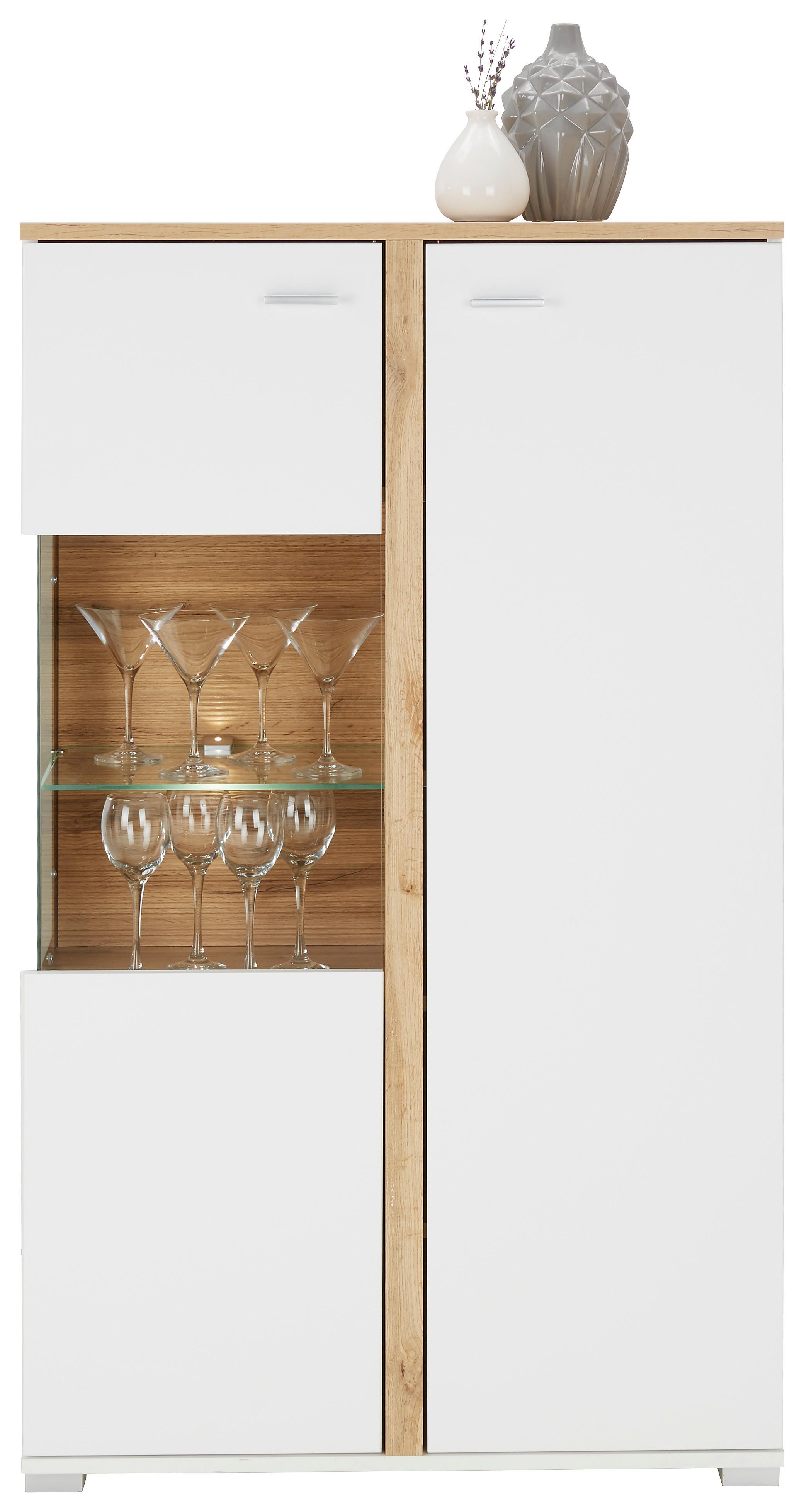 Highboard in Eichefarben - Chromfarben/Eichefarben, MODERN, Holzwerkstoff/Metall (78/131/37cm) - Modern Living