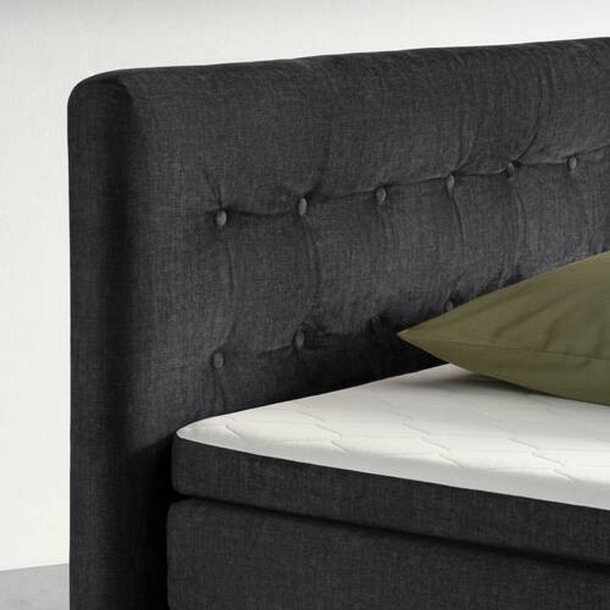 Boxspringbett Madeira in Anthrazit ca. 160x200cm - Anthrazit/Schwarz, Konventionell, Textil (160/200cm) - Premium Living