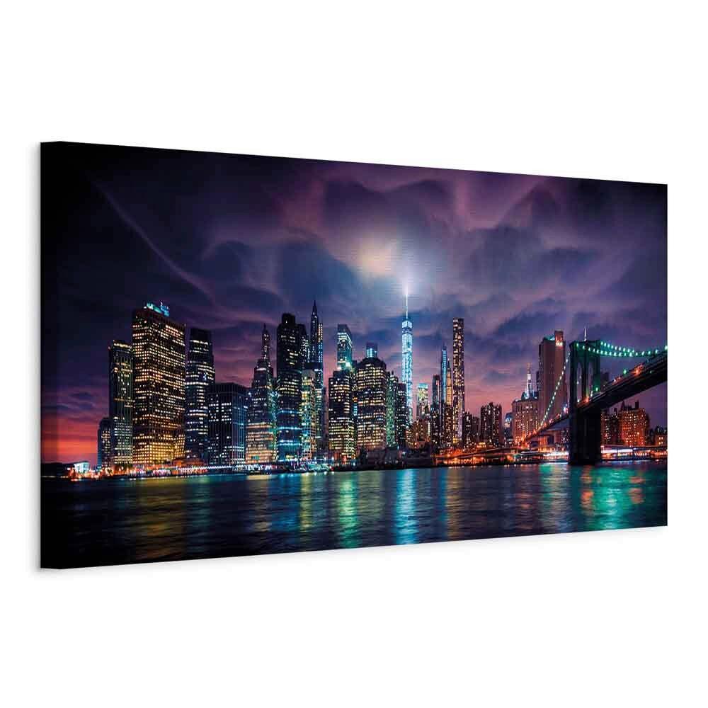 Slika Na Platnu New York: Dark City - večbarvno, Basics, tekstil/les (150/50/1.2cm) - artgeist