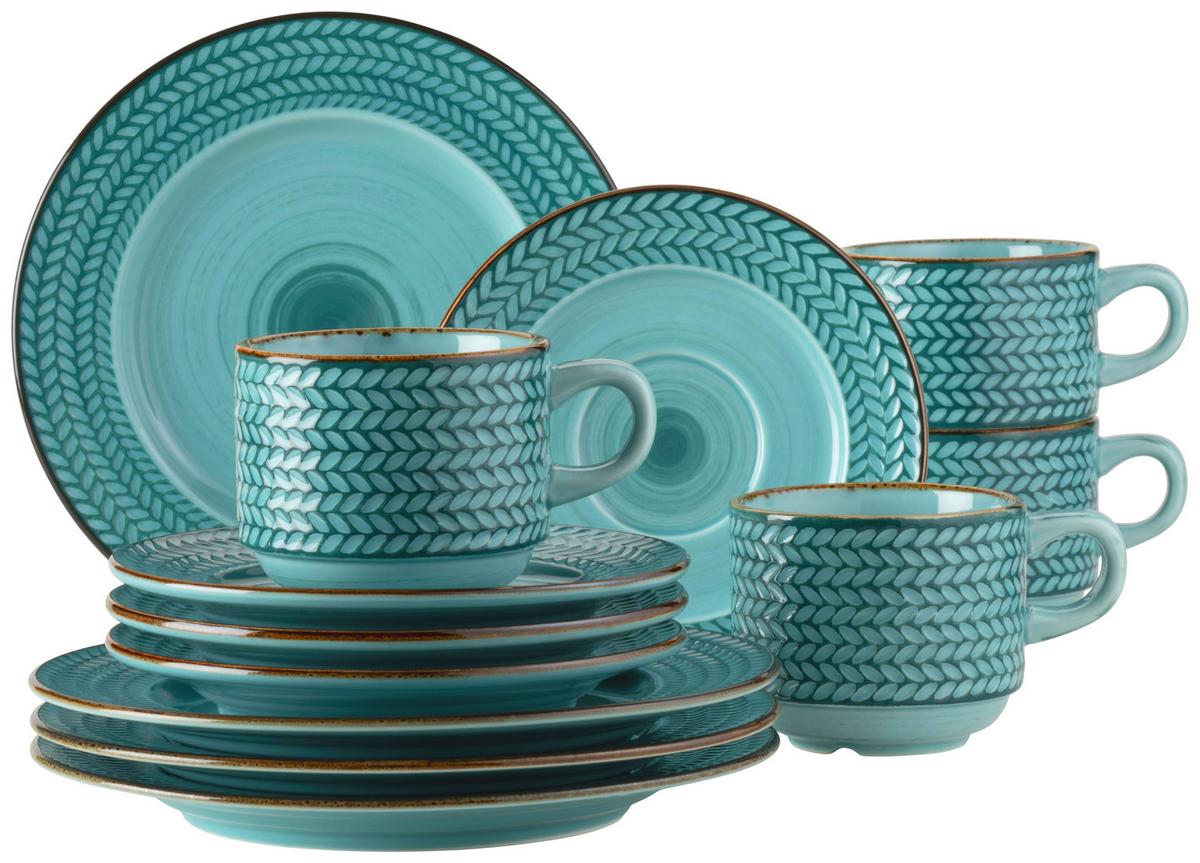 KAFFEESERVICE 931942, BLAU POSTSICHER - Blau, Basics, Keramik (24,5/24,5/22,5cm) - Mäser
