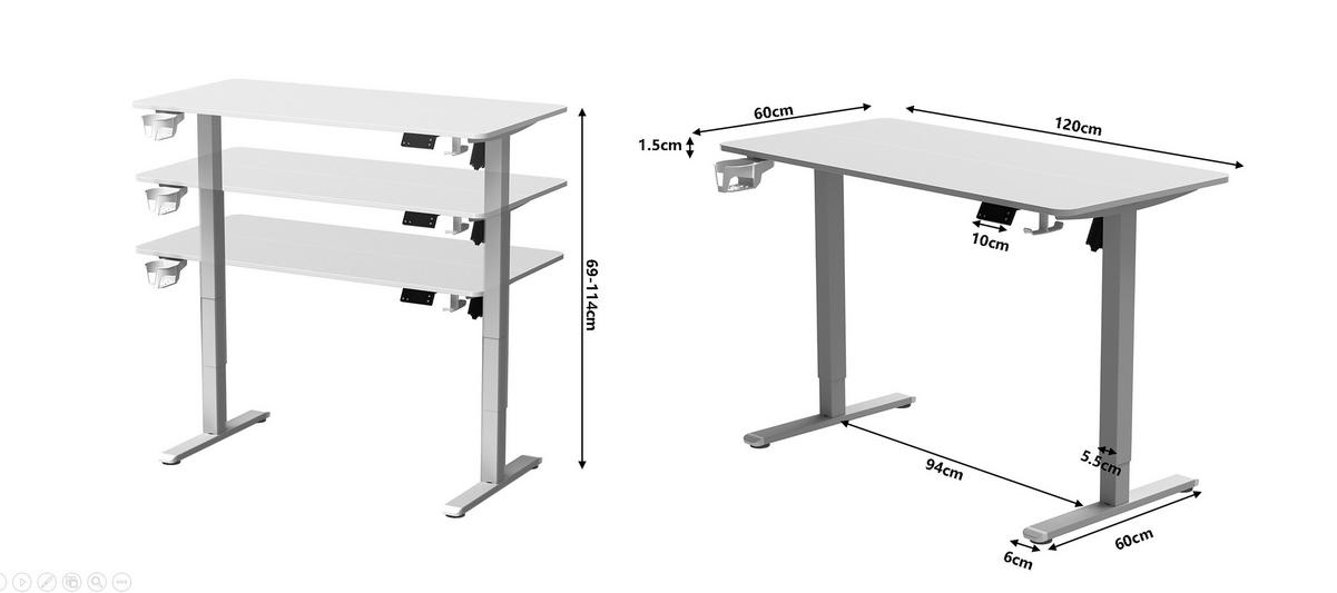 BIURKO PIKA - dąb deskowy/biały, Modern, materiał drewnopochodny/tworzywo sztuczne (120/60/70-115cm) - Livetastic