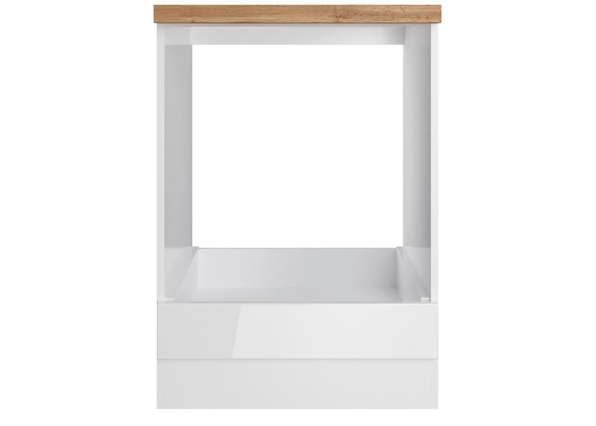 Herdumbauschrank Monza ca. 60x86 cm Weiß/Eiche - Weiß Hochglanz/Eiche Wotan, LIFESTYLE, Holzwerkstoff (60/86/60cm) - Held