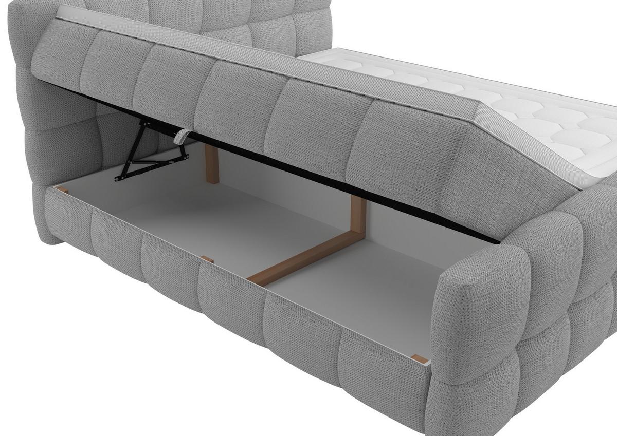 Boxspring Krevet Brisbane - svijetlo siva/crna, Trend, drvni materijal/drvo (180/200cm) - Premium Living