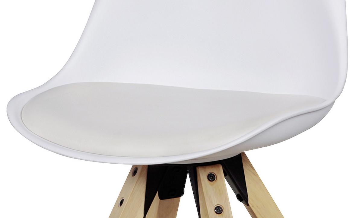 Stuhl - Set "WL5.024" , 2 - er Set , weiss - Eichefarben/Weiß, Design, Holz/Kunststoff (48/89/48cm) - MID.YOU