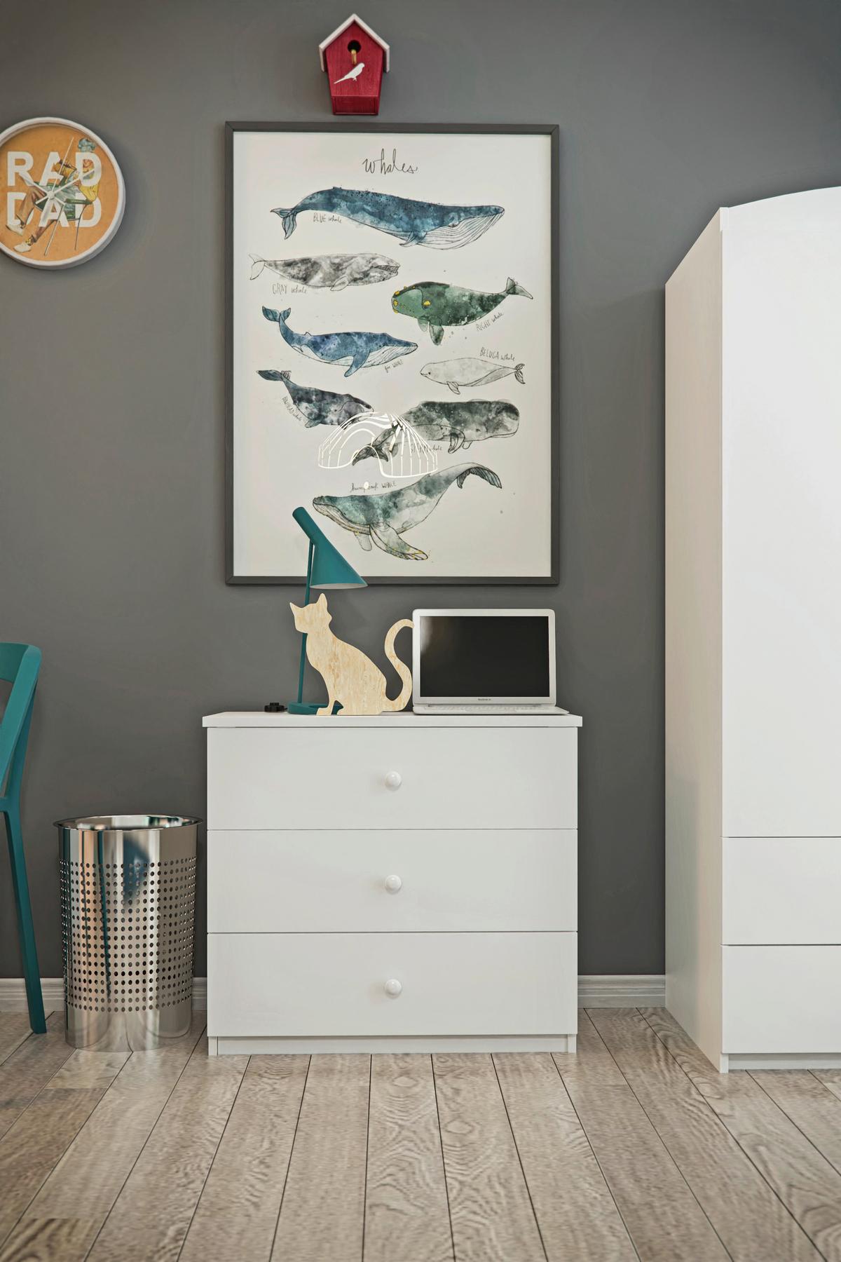 Otroška Komoda Babydreams, Bela - bela, Moderno, umetna masa/leseni material (80/80/41cm) - MID.YOU