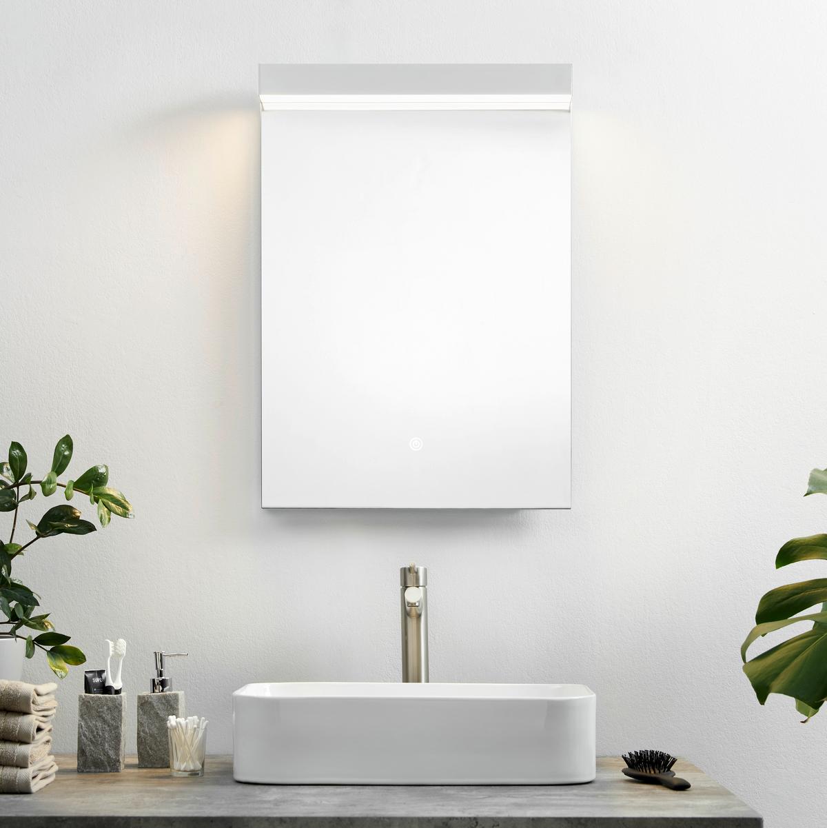 LUSTRO ŁAZIENKOWE ROMANO - kolor srebrny, Modern, metal/szkło (50/70/5cm) - Bessagi Home