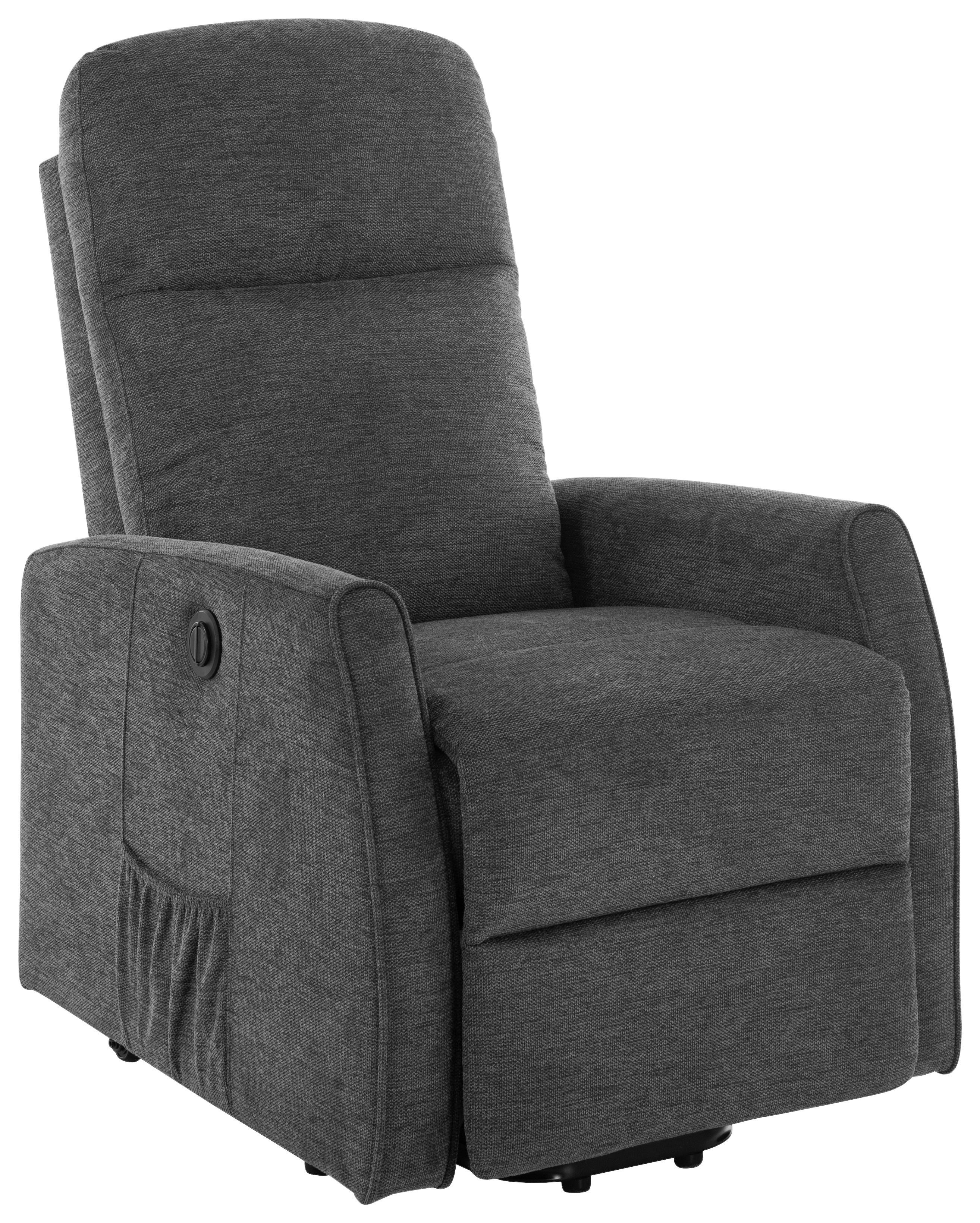 Tv Fotelj Athen, Temno Siva, Pomoč Pri Vstajanju - temno siva, Moderno, kovina/tekstil (67.5/107/88.5cm)