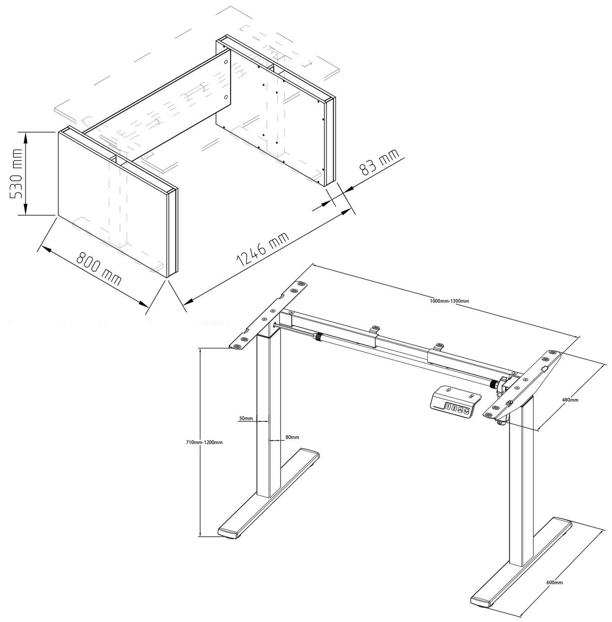 Schreibtisch E-Salia - Weiss/Anthrazit, Konventionell, Holzwerkstoff/Metall (138/80/73-122cm) - MID.YOU