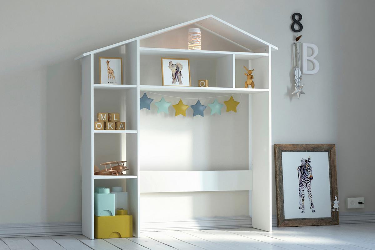 Überbauregal in Hausform Weiß - Weiß, Design, Holz/Holzwerkstoff (148/155/31cm) - Livetastic