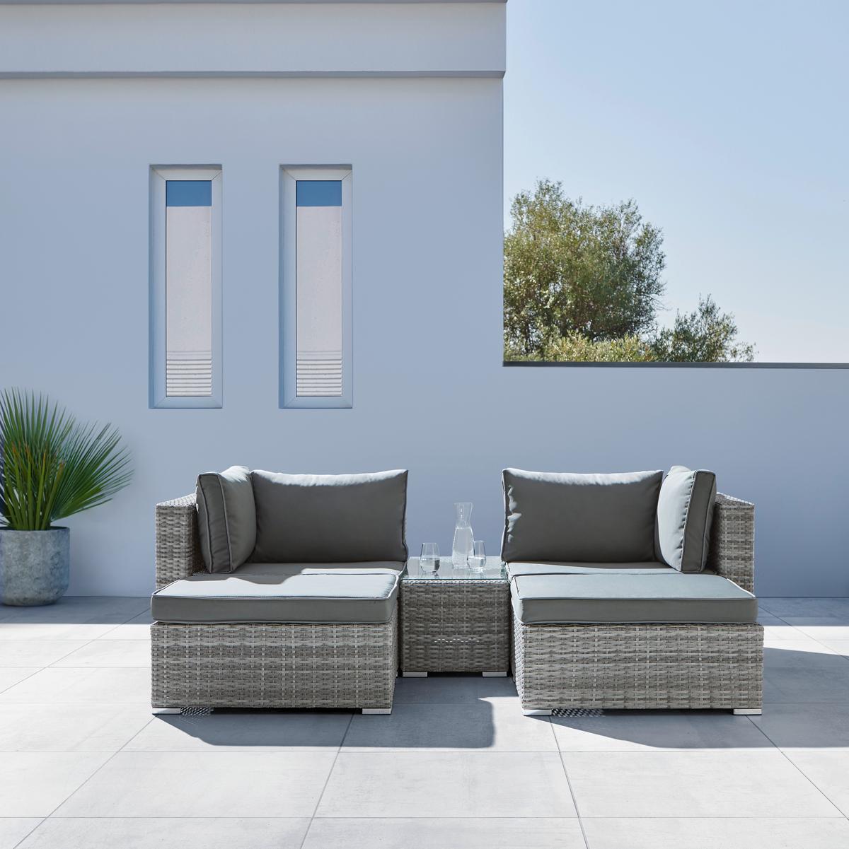 Loungegarnitur Parga in Grau - Grau, Modern, Glas/Kunststoff - Mömax